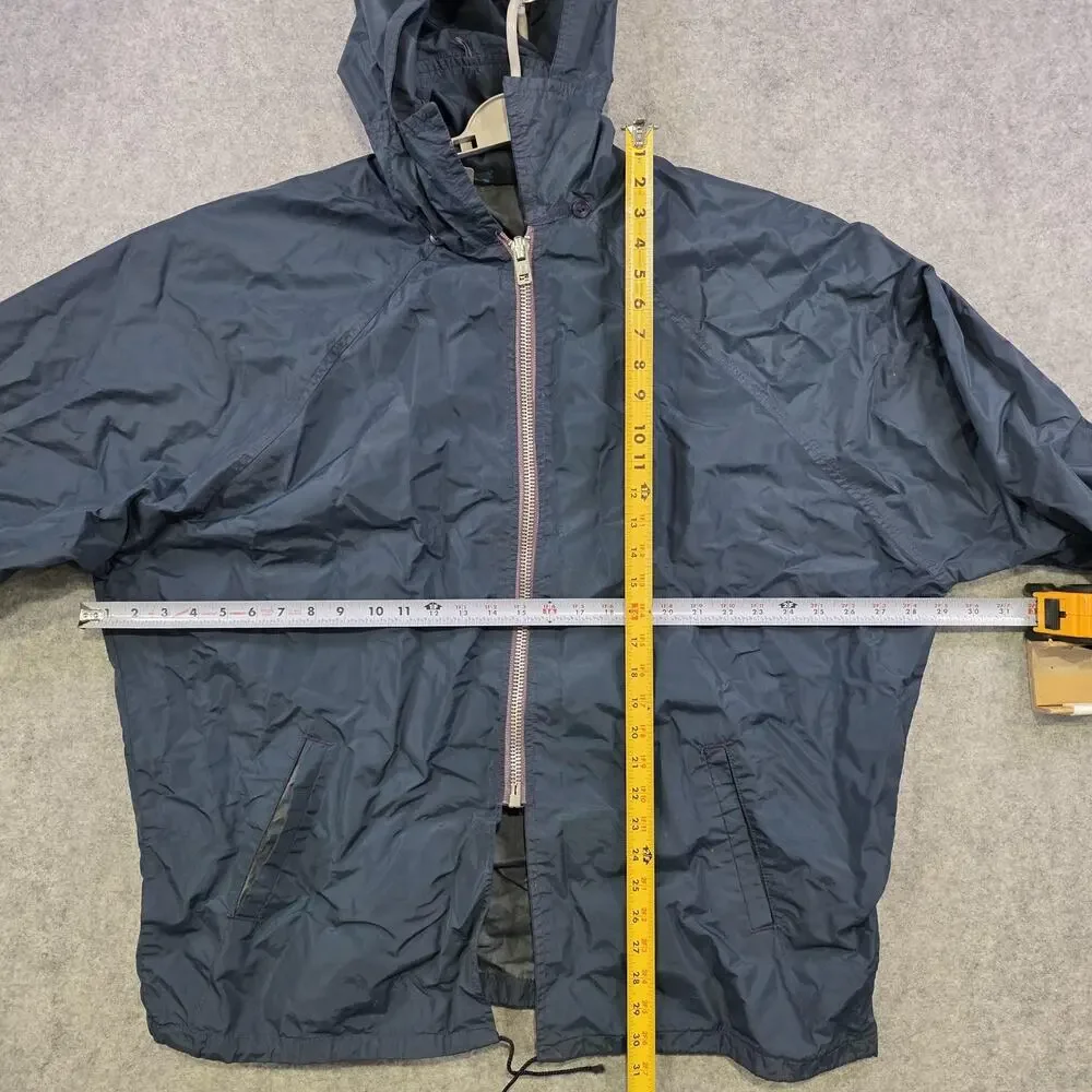 VTG Champion‎ Running Man Jacket Mens XL Blue Nylon Hooded Windbreaker Made USA